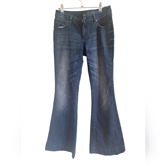 Apt. 9 Wide Flare 70s Style Jeans Blue Stone Washed Women Size 4 - Picture 6 of 10